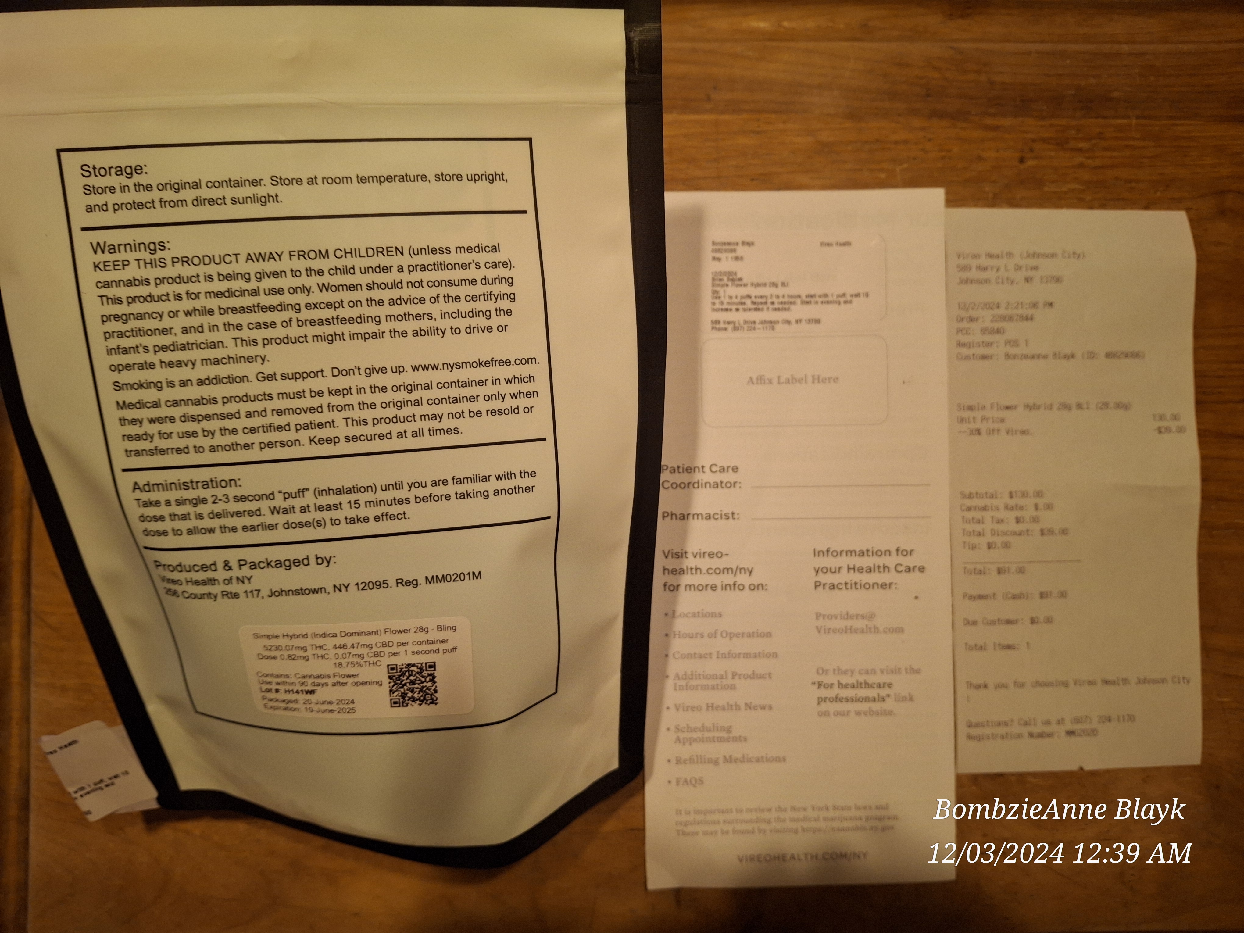 ./2024-12-03 - Vireo Health - Simple BLI 'Bling' - 1 x 28 gm - $91.00.jpg